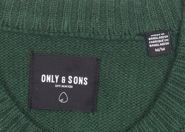 Mens UK Size M ONLY & SONS Green Pullover Jumper