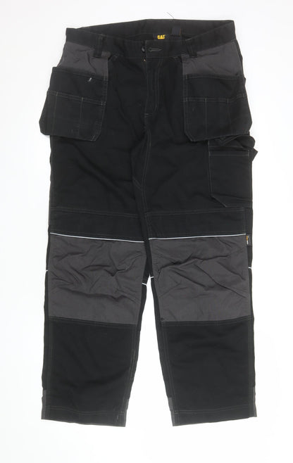 Mens UK Size L CAT Regular Fit Cargo Black Trousers