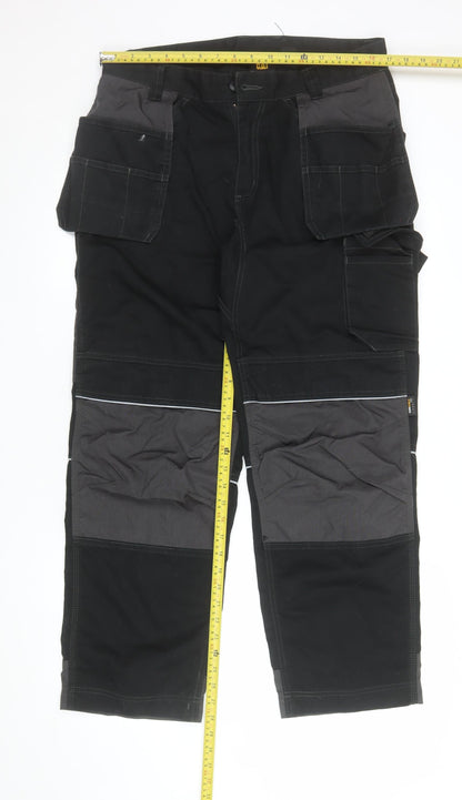 Mens UK Size L CAT Regular Fit Cargo Black Trousers