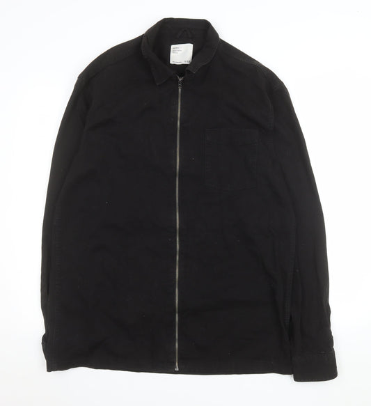Mens UK Size XL Bershka Black Basic Jacket