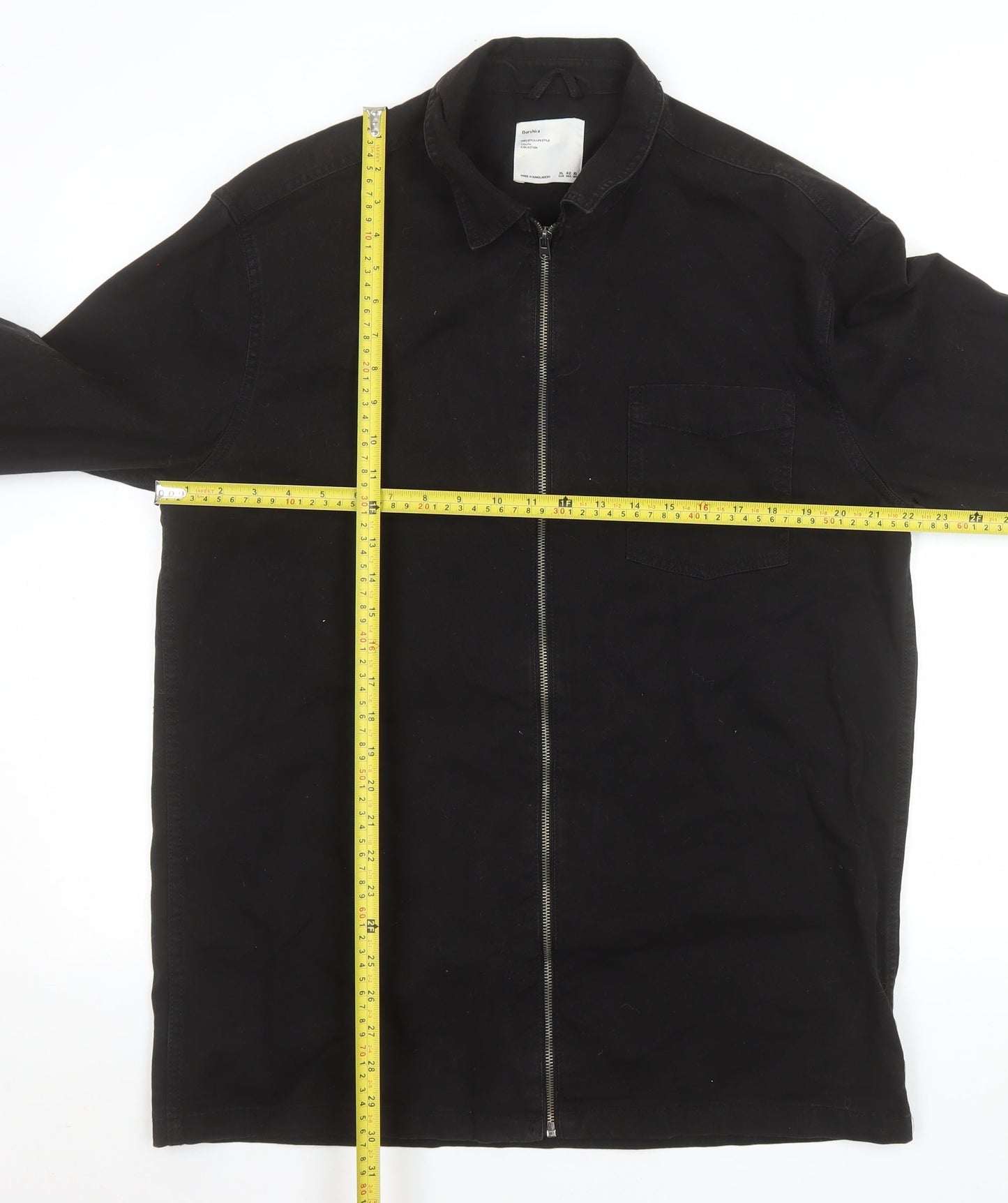 Mens UK Size XL Bershka Black Basic Jacket