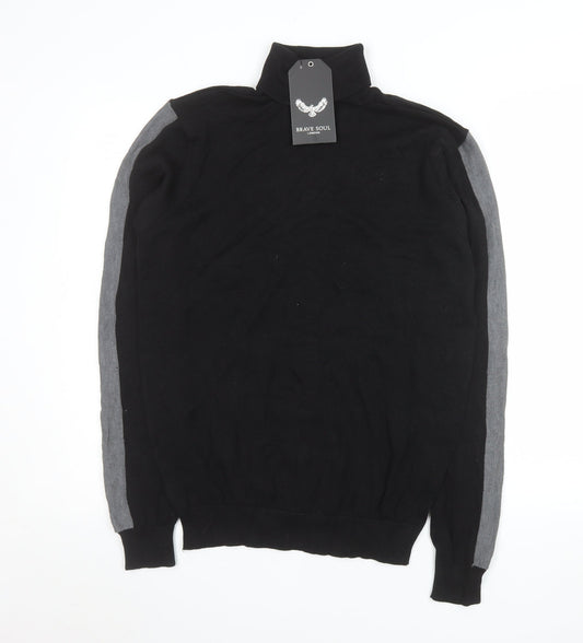 Mens UK Size M Brave Soul Black Pullover Jumper