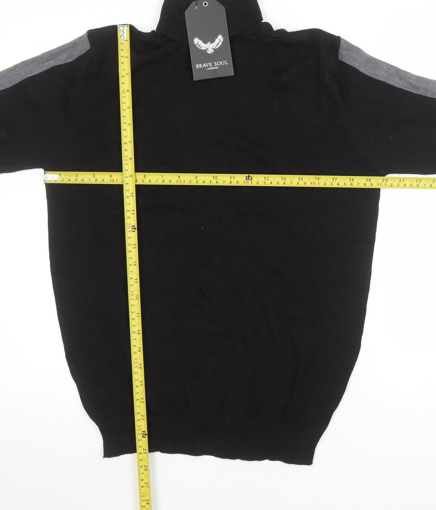 Mens UK Size M Brave Soul Black Pullover Jumper