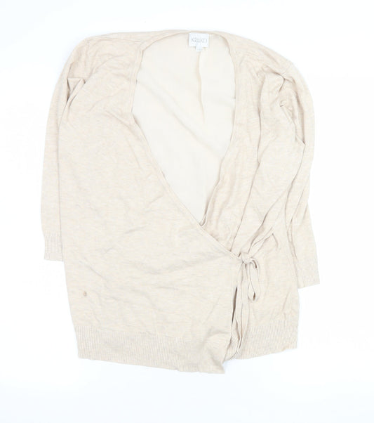 Womens UK Size 14 Kaliko Beige Wrap Jumper