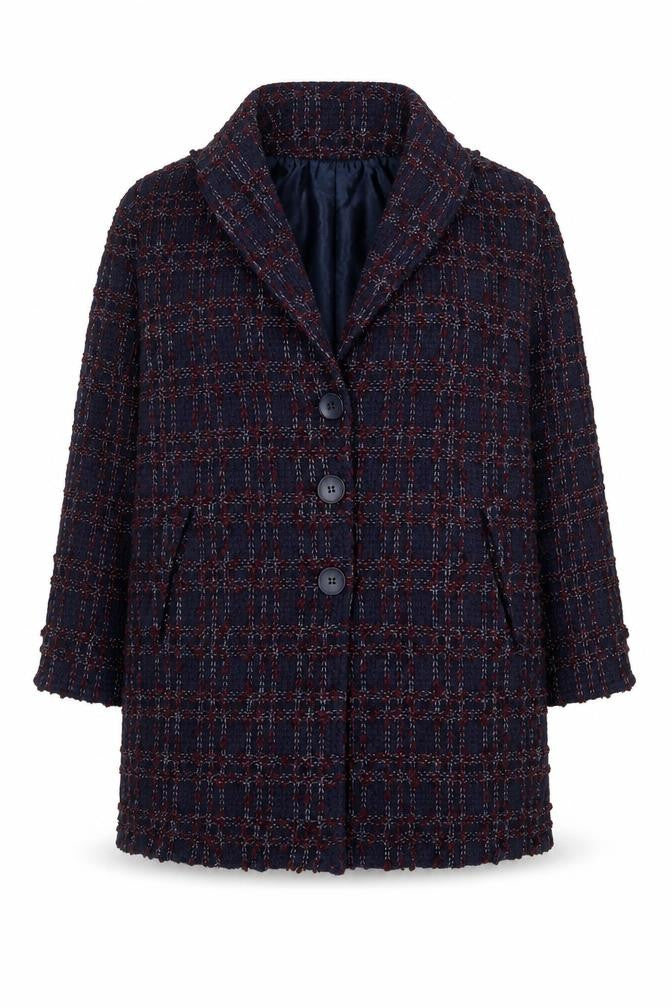 Phase Eight Women’s Blue Checked Tweed Blazer Jacket Size 14