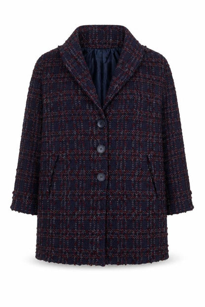 Phase Eight Women’s Blue Checked Tweed Blazer Jacket Size 14