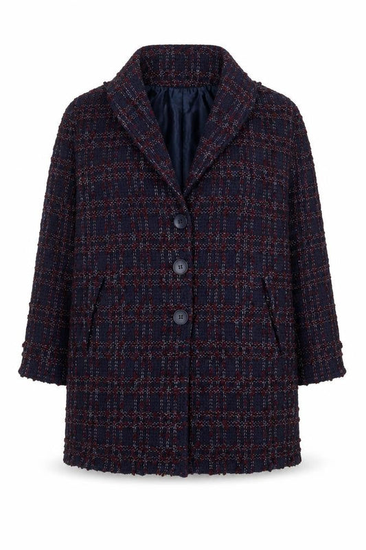 Phase Eight Women’s Blue Checked Tweed Blazer Jacket Size 14