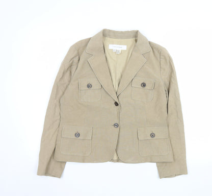 Zara Woman Beige Cotton Blazer Jacket XL Ladies Smart Casual