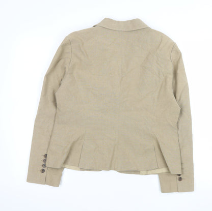 Zara Woman Beige Cotton Blazer Jacket XL Ladies Smart Casual