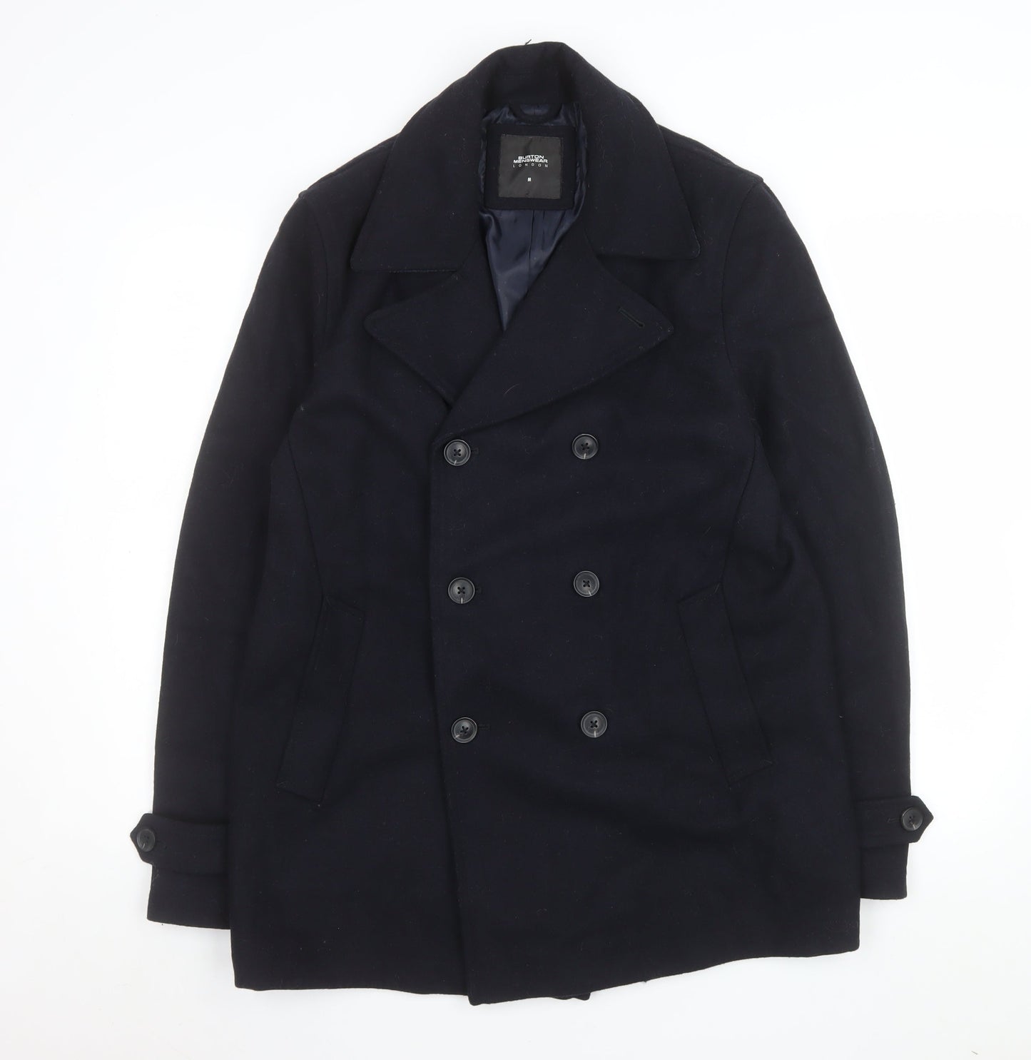 Burton Menswear London Men's Black Wool Pea Coat M Regular