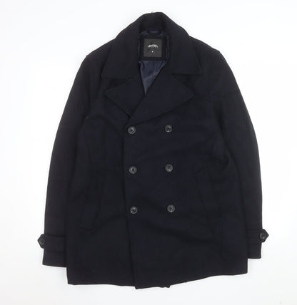 Burton Menswear London Men's Black Wool Pea Coat M Regular