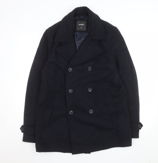 Burton Menswear London Men's Black Wool Pea Coat M Regular