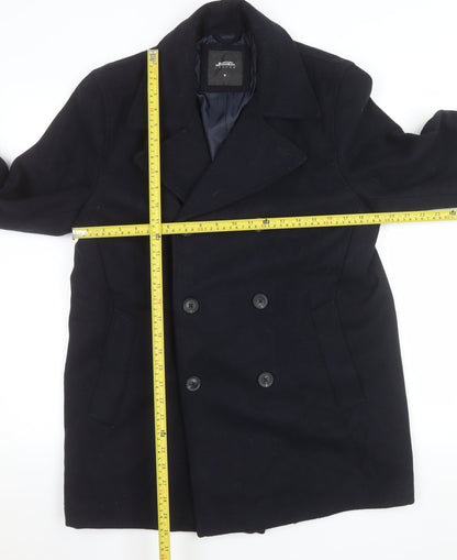 Burton Menswear London Men's Black Wool Pea Coat M Regular