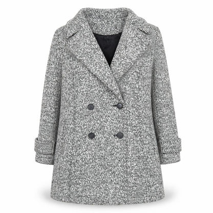 John Lewis Women's Grey Herringbone Wool Blend Pea Coat Size 12