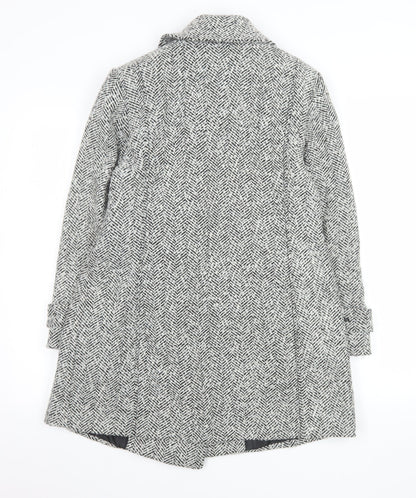 John Lewis Women's Grey Herringbone Wool Blend Pea Coat Size 12