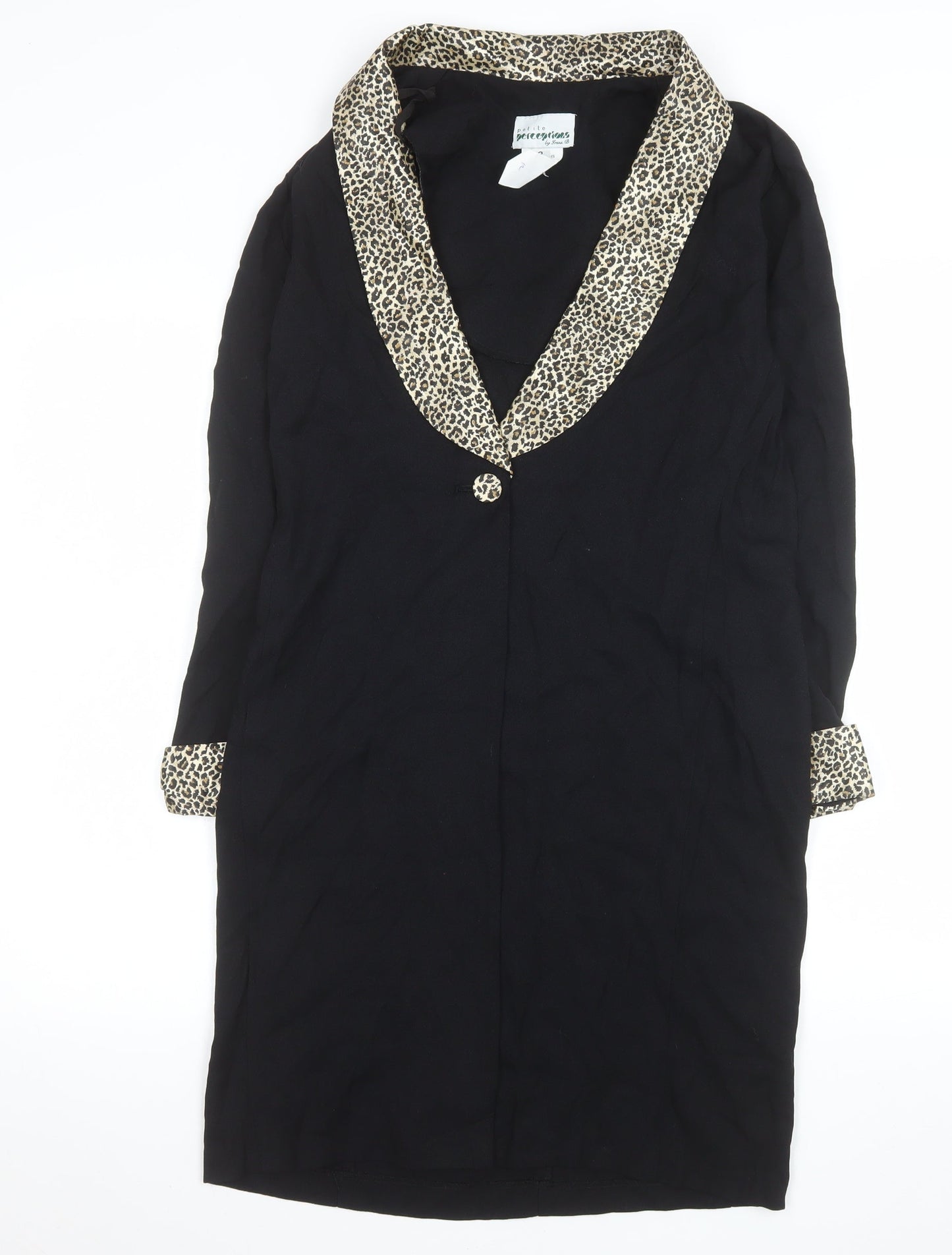 Womens UK Size 8 Petite Perceptions Black Overcoat