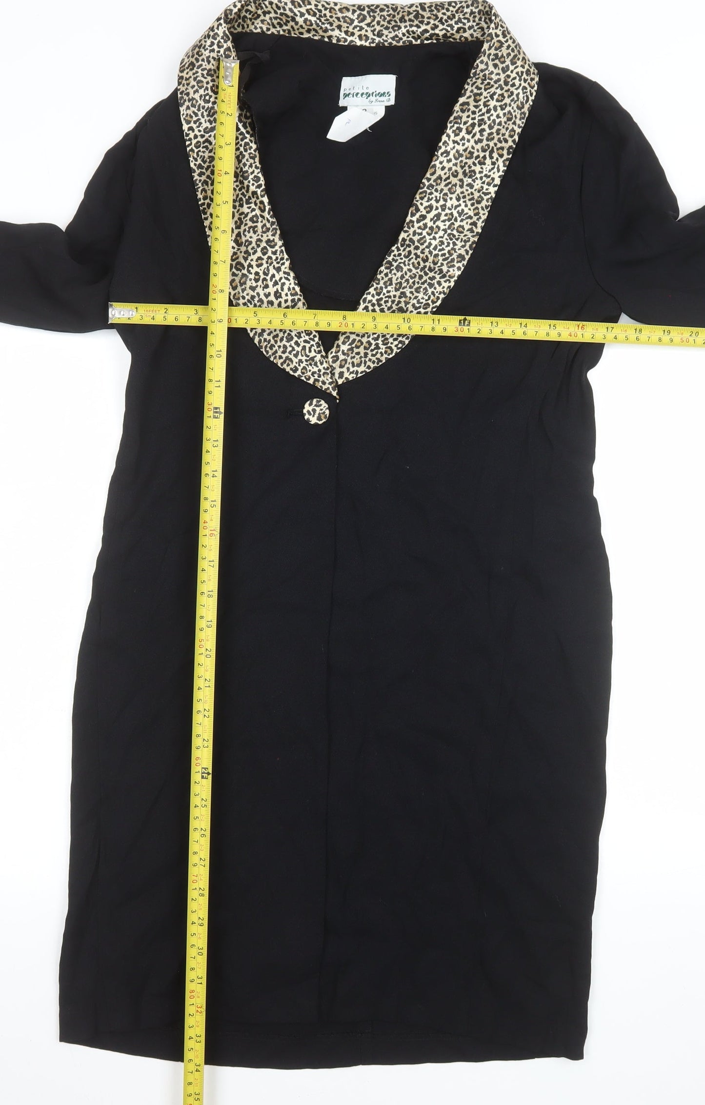Womens UK Size 8 Petite Perceptions Black Overcoat