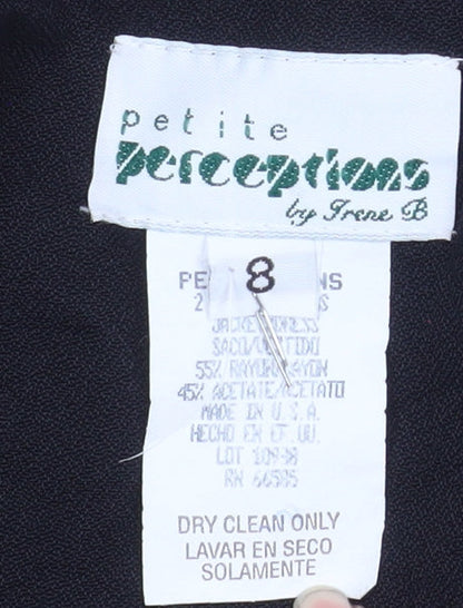 Womens UK Size 8 Petite Perceptions Black Overcoat