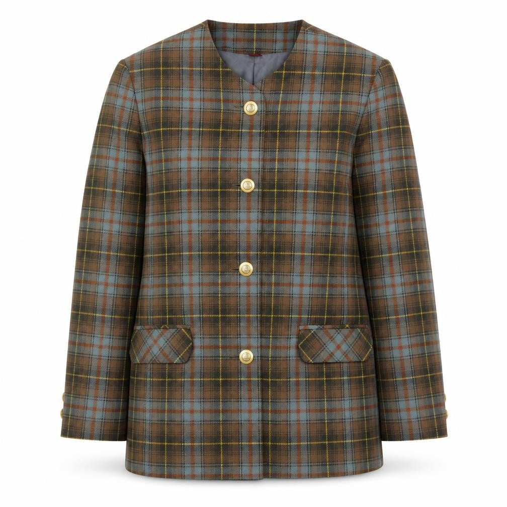 Pitlochry Women Brown Checked Wool Blazer Size 14 Classic Tweed Jacket