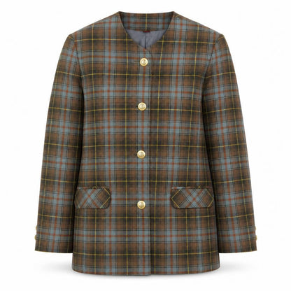 Pitlochry Women Brown Checked Wool Blazer Size 14 Classic Tweed Jacket