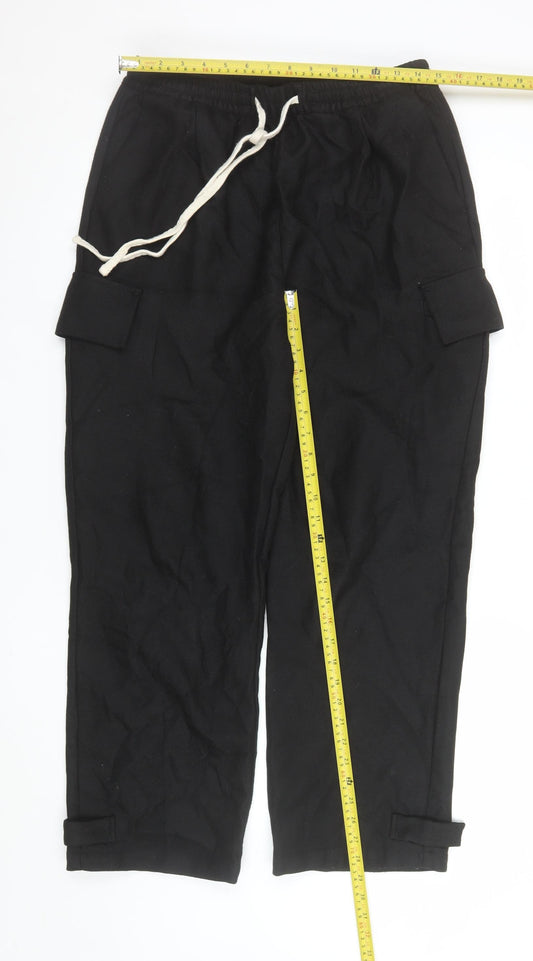 Womens UK Size S The Couture Club Relaxed Fit Cargo Black Trousers