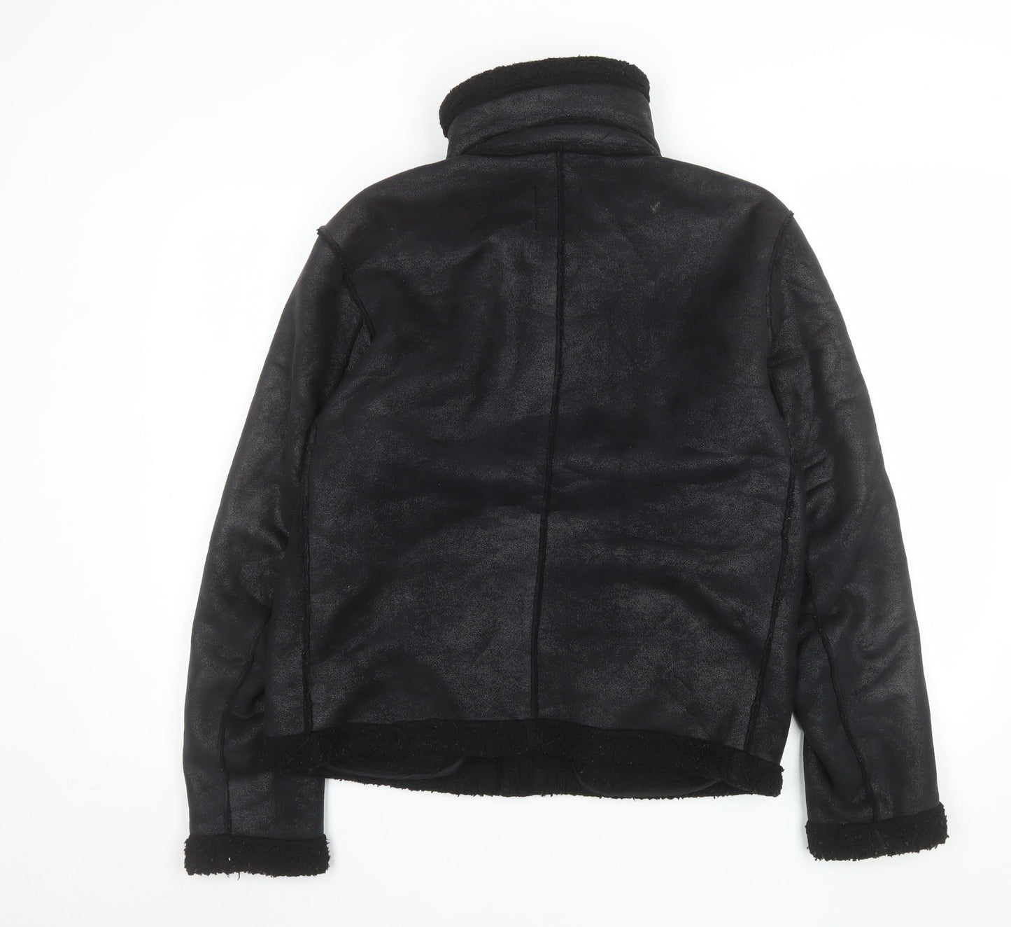 Womens UK Size M ASOS Black Biker Coat