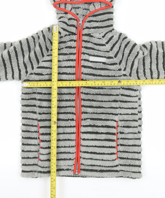 Craghoppers Boys Grey Striped Hooded Fleece Jacket Age 7-8 Years