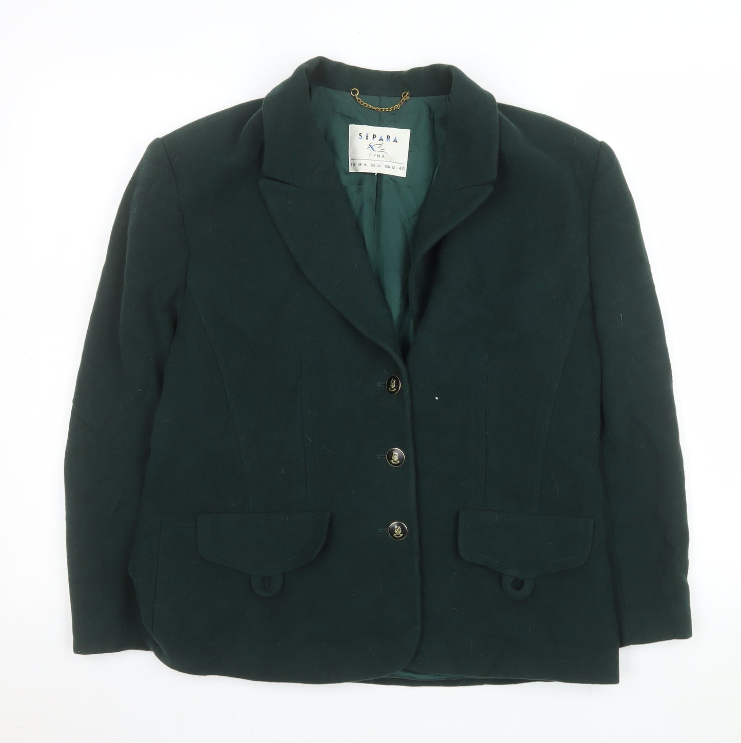 Womens UK Size 14 Separa Fink Regular Green Suit Jacket