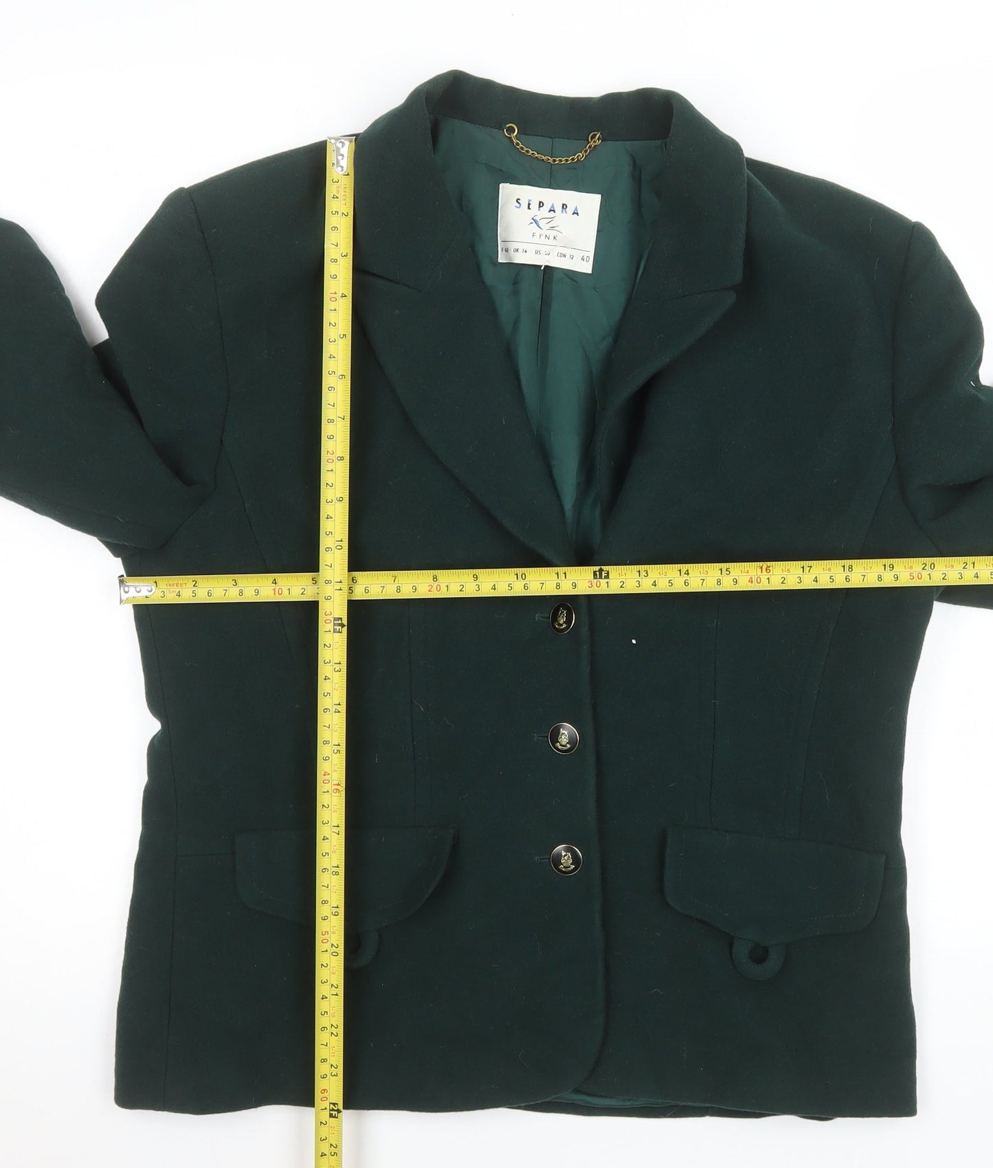 Womens UK Size 14 Separa Fink Regular Green Suit Jacket