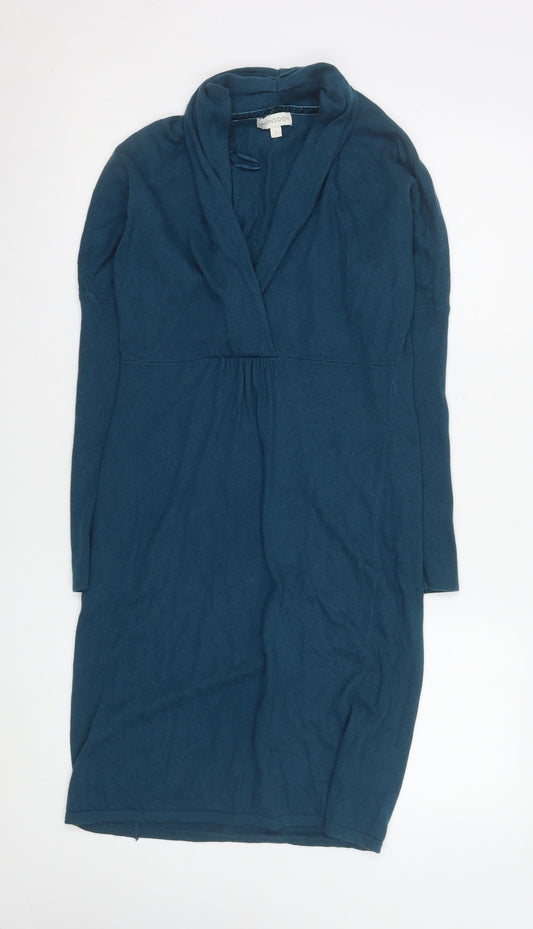 Monsoon Women’s Blue Knit Cowl Neck Sweater Dress Size S