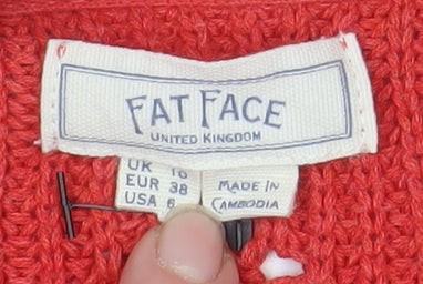 Womens UK Size 10 Fat Face Red Pullover Jumper
