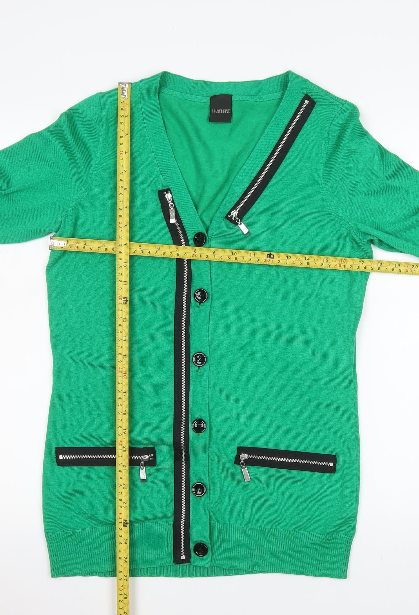 Womens UK Size 10/12 Madeleine Green Cardigan Jumper