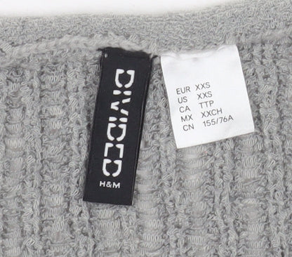 Womens UK Size 2XS H&M Grey Cropped T-Shirt