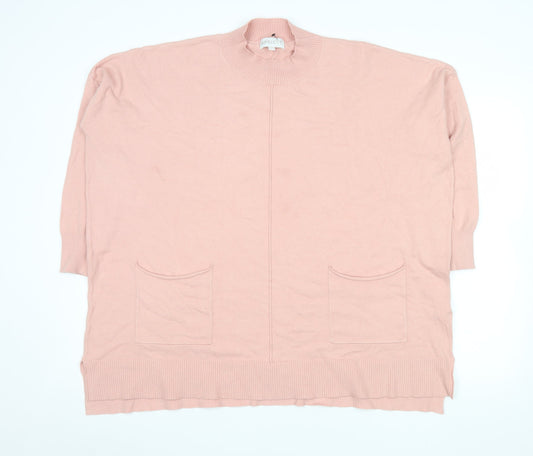 Apricot Women’s Pink High Neck Knit Cardigan UK 16 Relaxed Fit