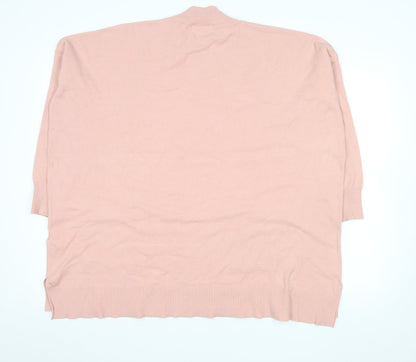 Apricot Women’s Pink High Neck Knit Cardigan UK 16 Relaxed Fit