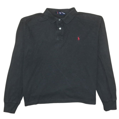 Ralph Lauren Men's Black Long Sleeve Cotton Polo Shirt Size L