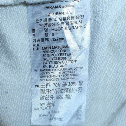 Mens UK Size S adidas White Pullover Hoodie