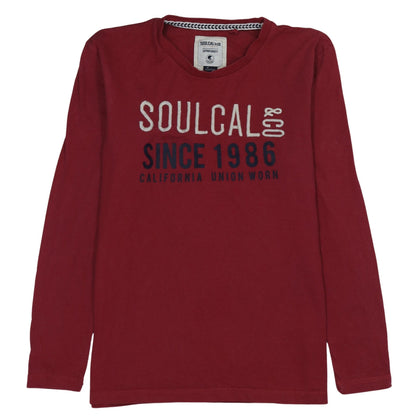 SoulCal & Co Men's Red Long Sleeve Graphic Crew Neck Top Size L