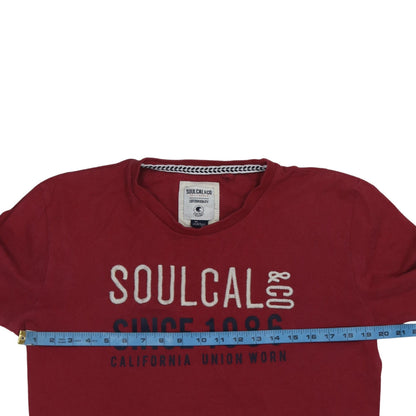 SoulCal & Co Men's Red Long Sleeve Graphic Crew Neck Top Size L