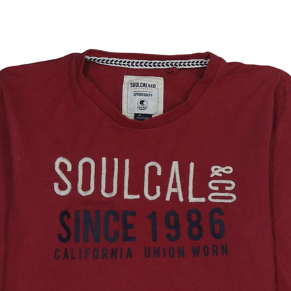 SoulCal & Co Men's Red Long Sleeve Graphic Crew Neck Top Size L