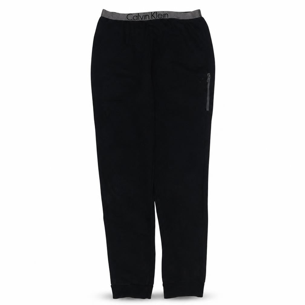 Front view of Calvin Klein girls’ black jogger trousers 12-14 years elastic waist