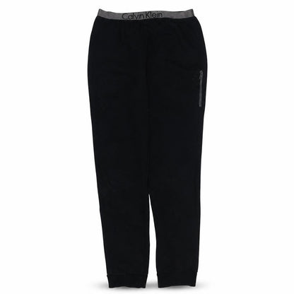 Front view of Calvin Klein girls’ black jogger trousers 12-14 years elastic waist
