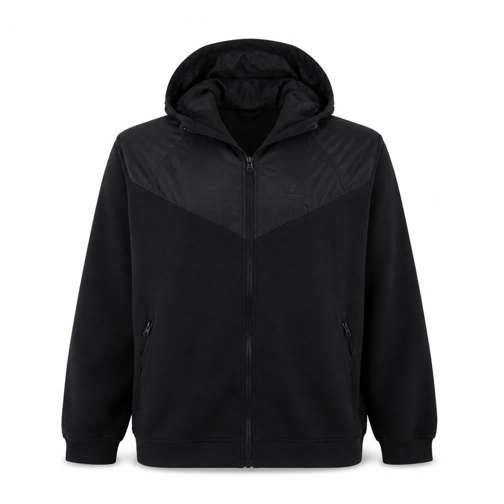 Nike Men's Black XL Hooded Track Jacket Full Zip Cotton Nylon