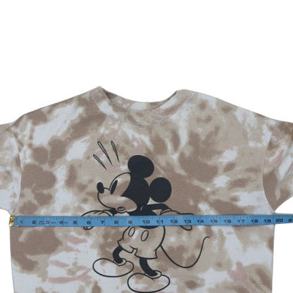 H&M Girls Beige Tie-Dye Mickey Mouse Sweatshirt Size 14-16 Years Crew Neck