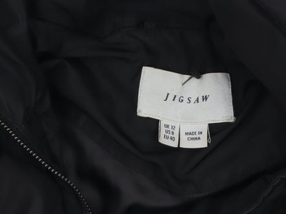 Jigsaw Women's Black Hooded Long Parka Coat Size 12