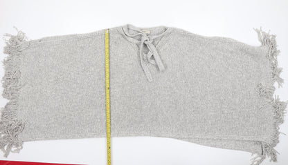 Marks and Spencer Women Grey Chunky-Knit Fringe Cape S