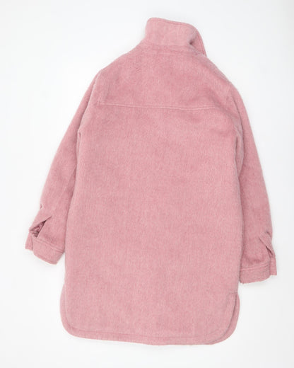 F&F Womens Pink Long Button Front Relaxed Overcoat Size 8