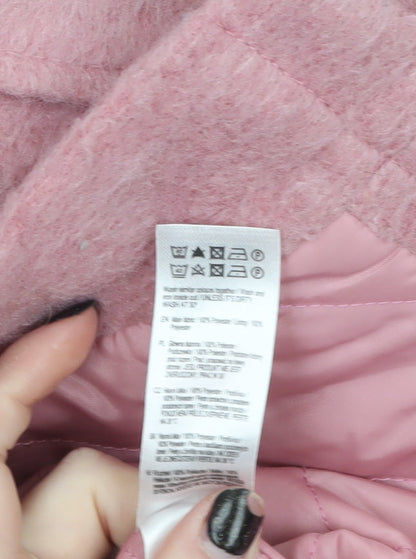F&F Womens Pink Long Button Front Relaxed Overcoat Size 8
