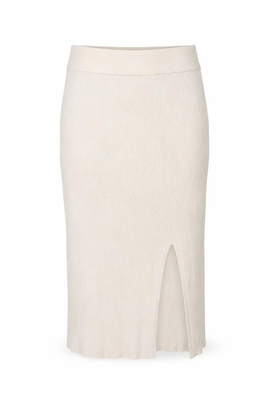 H&M Women Beige Knit Midi Pencil Skirt L Viscose Blend