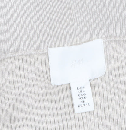 H&M Women Beige Knit Midi Pencil Skirt L Viscose Blend